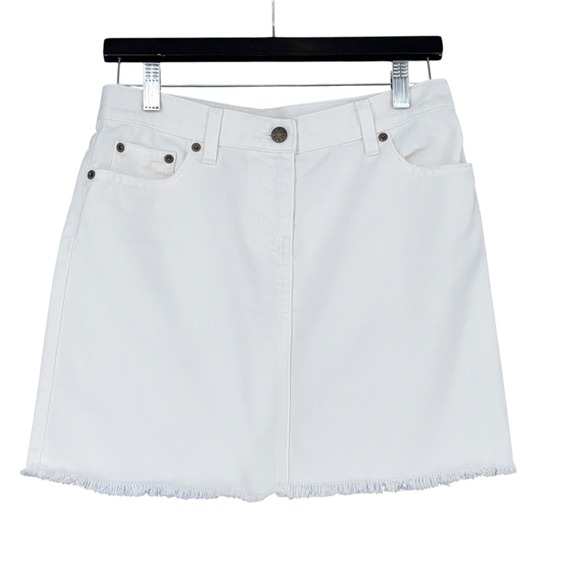 J. Crew Dresses & Skirts - J. Crew White Denim Mini Skirt Frayed Hem Womens Size 27